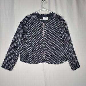Old Navy Quilted Cropped Jacket Women Large Geometric Zipper Country Cottagecore